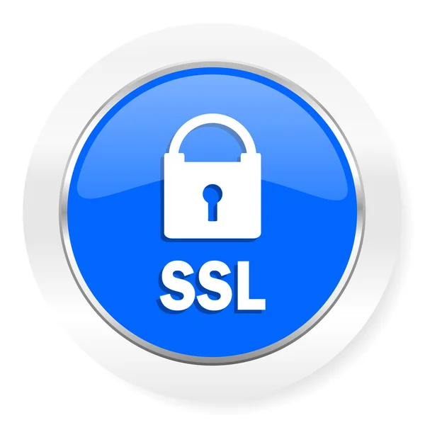 Ikonę niebieski błyszczący sieci web protokołu SSL — Zdjęcie stockowe