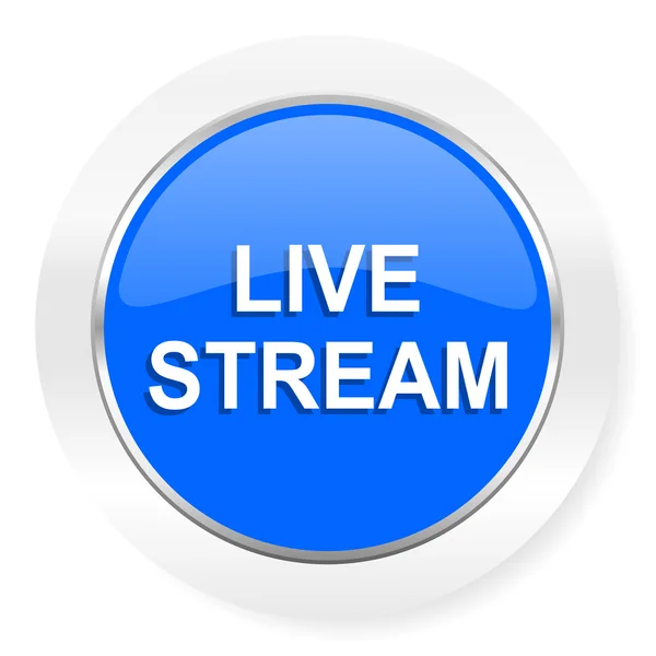 Ikona modré lesklé webové Live stream — Stock fotografie