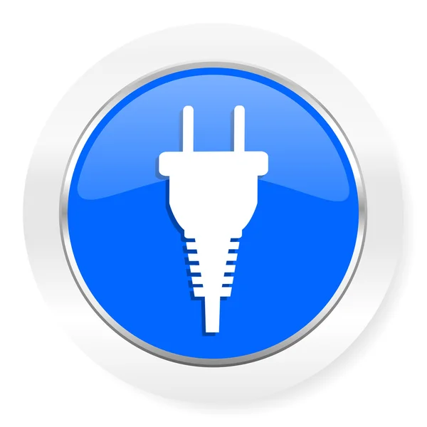 Stecker blaues Hochglanz-Web-Symbol — Stockfoto