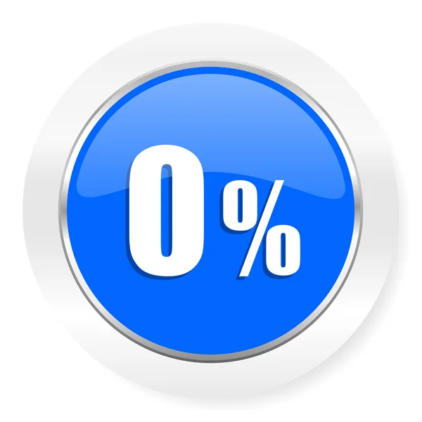 0 percent blue glossy web icon — Stock Photo, Image