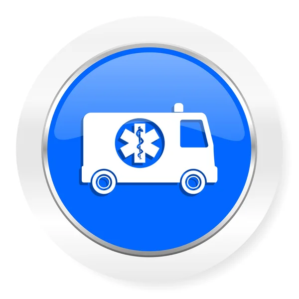 Ambulance blauw glanzend web pictogram — Stockfoto