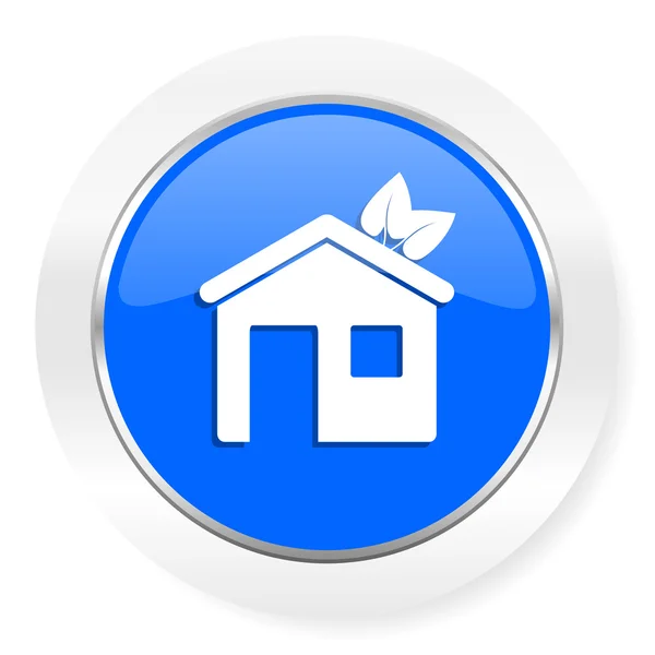 Modrý lesklý web ikonu domečku — Stock fotografie