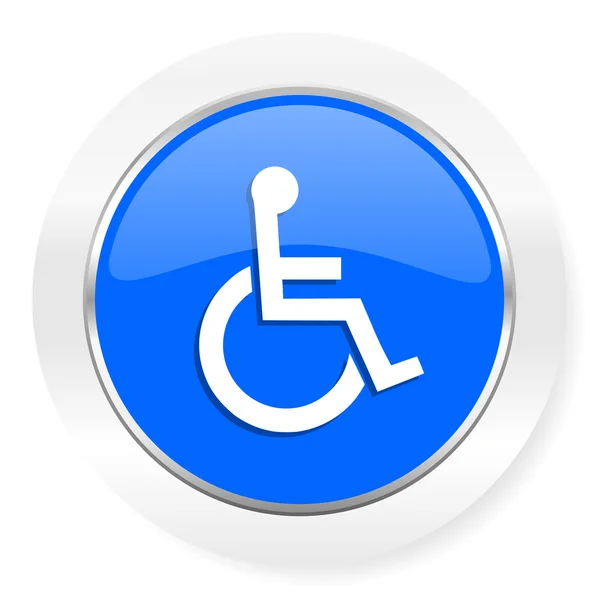 Tekerlekli sandalye mavi parlak web simgesi — Stok fotoğraf
