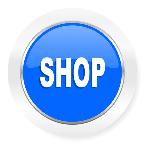 Shop blue glossy web icon — Stock Photo, Image