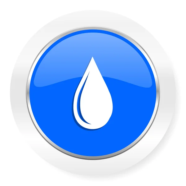 Goutte d'eau bleu brillant icône web — Photo