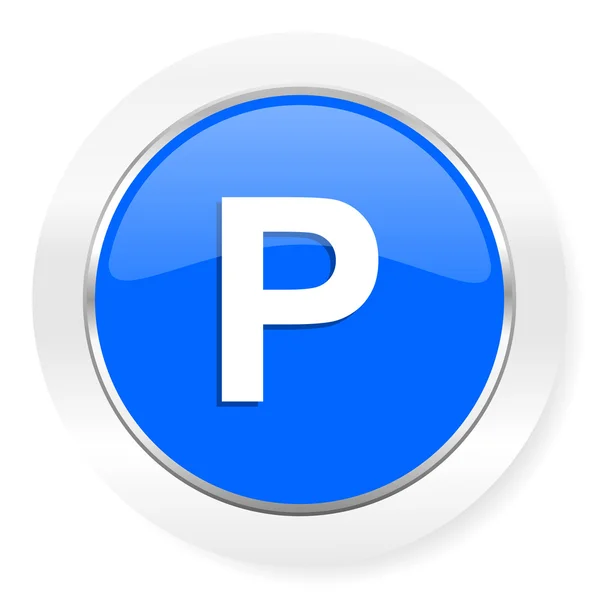 Parkeren blauwe glanzend web pictogram — Stockfoto