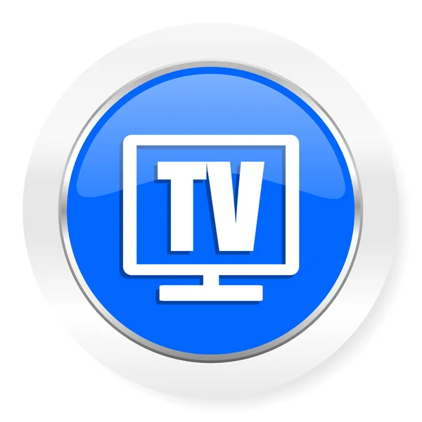 TV blauw glanzend web pictogram — Stockfoto