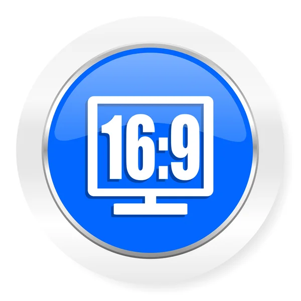 16 9 Anzeige blaues Hochglanz-Web-Symbol — Stockfoto