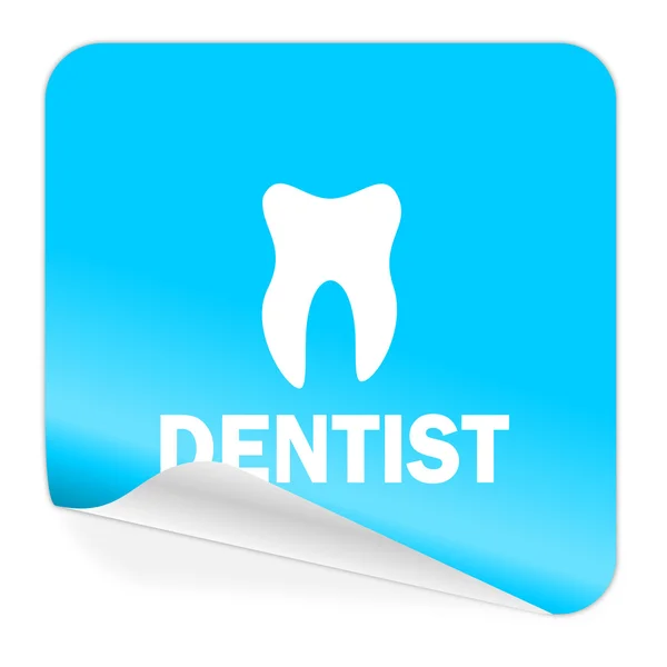 Ícone de etiqueta azul dentista — Fotografia de Stock