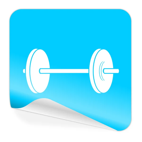 Ícone de etiqueta azul fitness — Fotografia de Stock