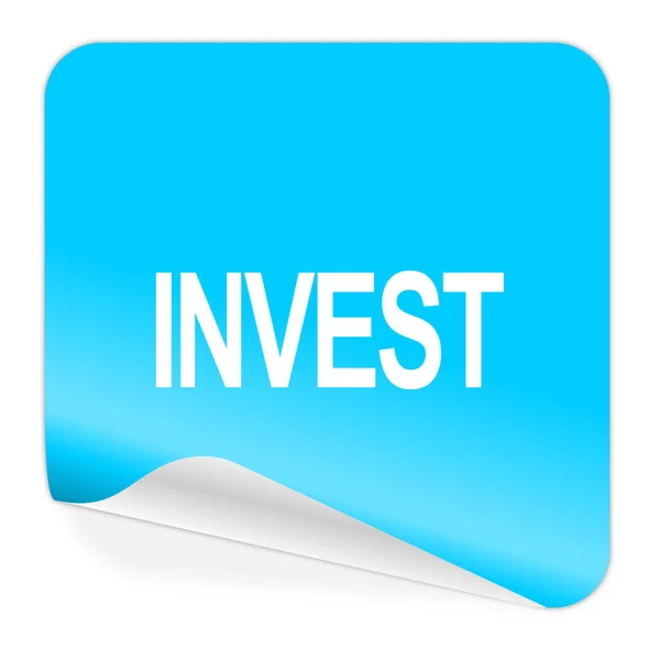 Investir ícone adesivo azul — Fotografia de Stock