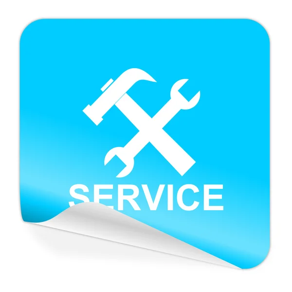 Ícone de etiqueta azul serviço — Fotografia de Stock