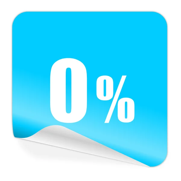 0% 파란색 스티커 아이콘 — 스톡 사진