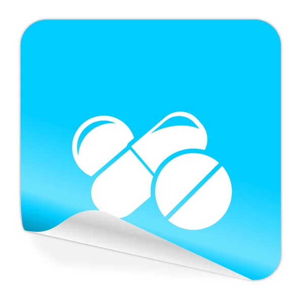 Medicin blå klistermärket ikonen — Stockfoto