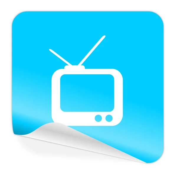 Tv icono etiqueta azul — Foto de Stock