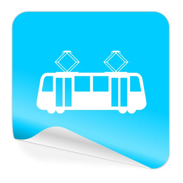 Tram blue sticker icon — стоковое фото