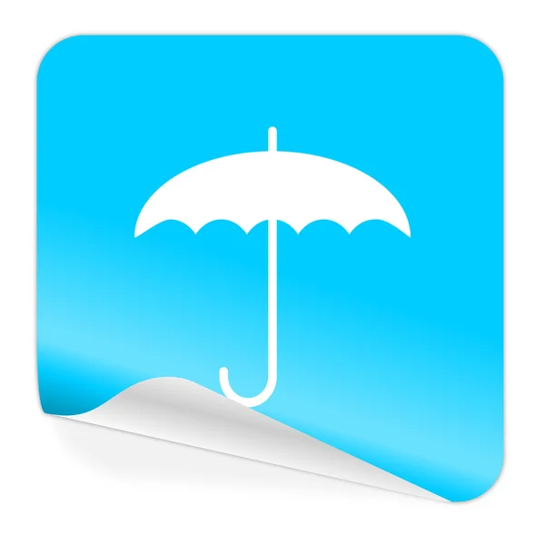 伞蓝色贴纸图标 — 图库照片