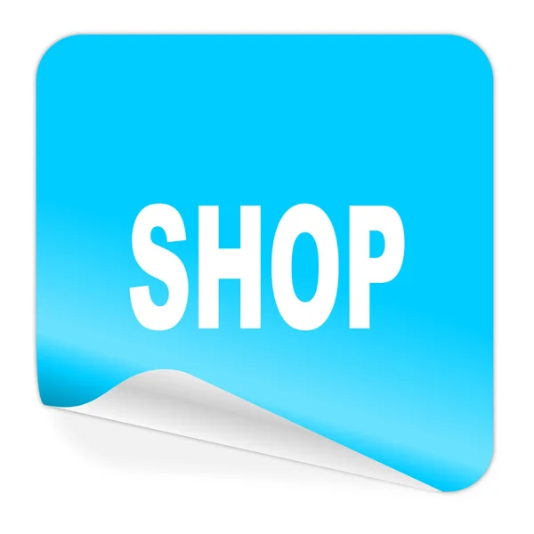 Dükkanı mavi etiket simgesi — Stok fotoğraf