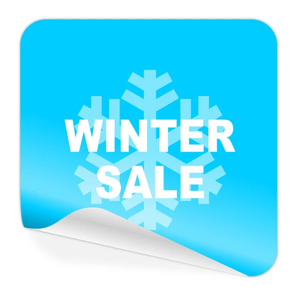Zimą sprzedaż naklejki niebieski ikona — Zdjęcie stockowe