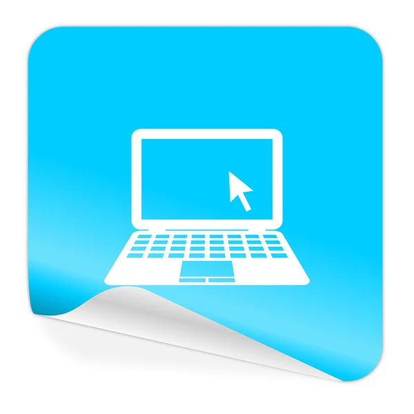 Ícone de etiqueta azul do computador — Fotografia de Stock