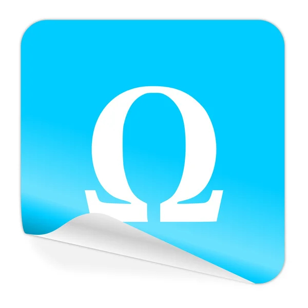 Omega blauwe sticker pictogram — Stockfoto