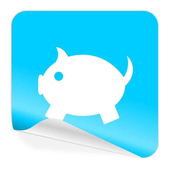 Piggy bank blue sticker icon — Stock Photo, Image