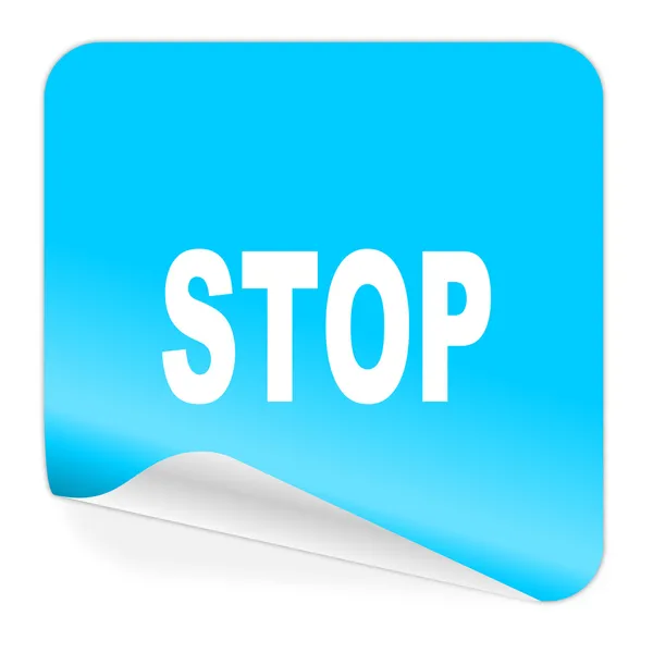 Stop blauwe sticker pictogram — Stockfoto