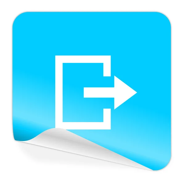 Ícone de etiqueta azul de saída — Fotografia de Stock
