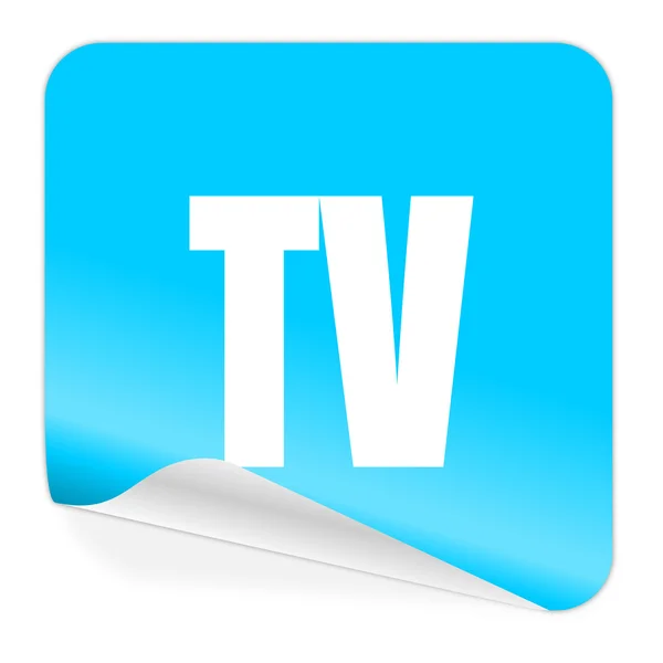 Ícone de etiqueta azul tv — Fotografia de Stock