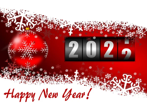 Szczęśliwego Nowego Roku 2022 Kartka Życzeniami Ilustracja Kulą Bożego Narodzenia — Zdjęcie stockowe