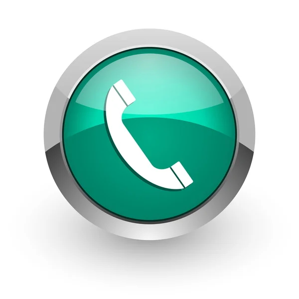 Telefone ícone web brilhante verde — Fotografia de Stock