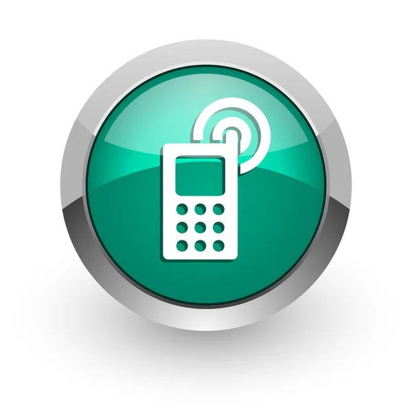 Teléfono verde brillante icono web — Foto de Stock