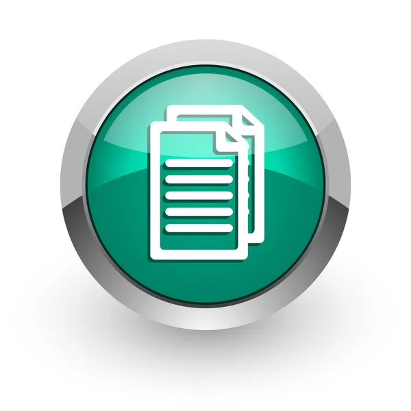Document green glossy web icon — Stock Photo, Image