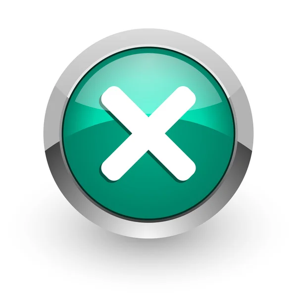 Cancella icona web verde lucido — Foto Stock