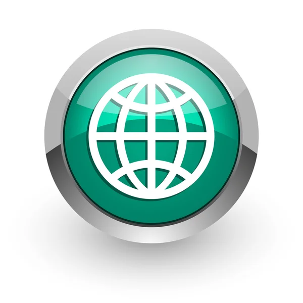 Ziemia Zielona WWW błyszczący ikona — Zdjęcie stockowe