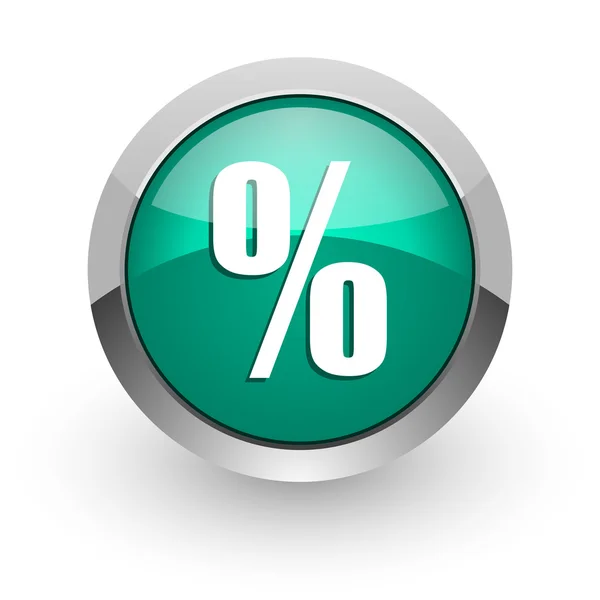 Percent green glossy web icon — Stock Photo, Image