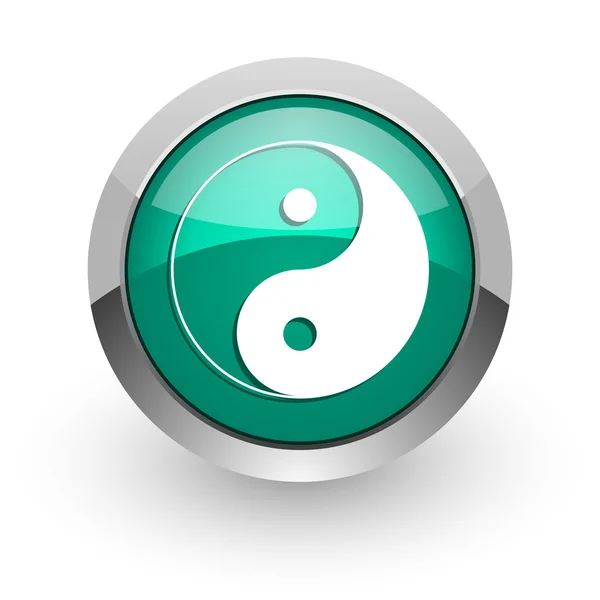 Ying yang verde brillante icono web — Foto de Stock