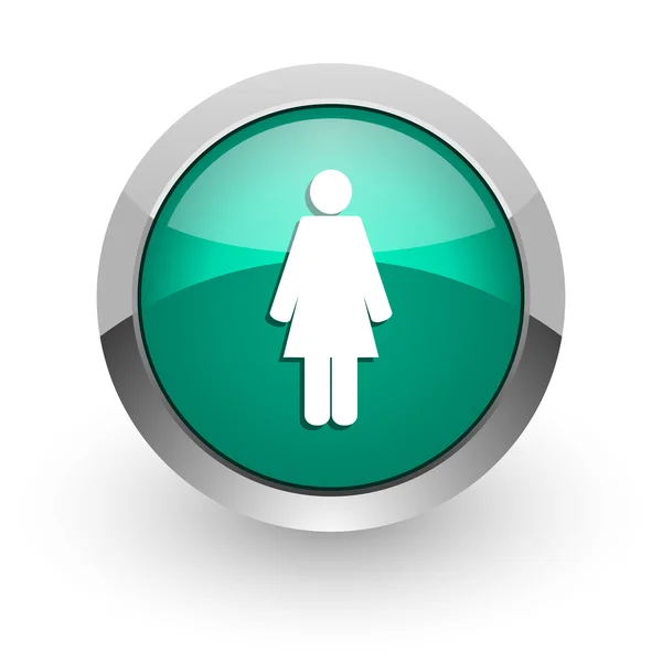 Kobieta zielony WWW błyszczący ikona — Zdjęcie stockowe