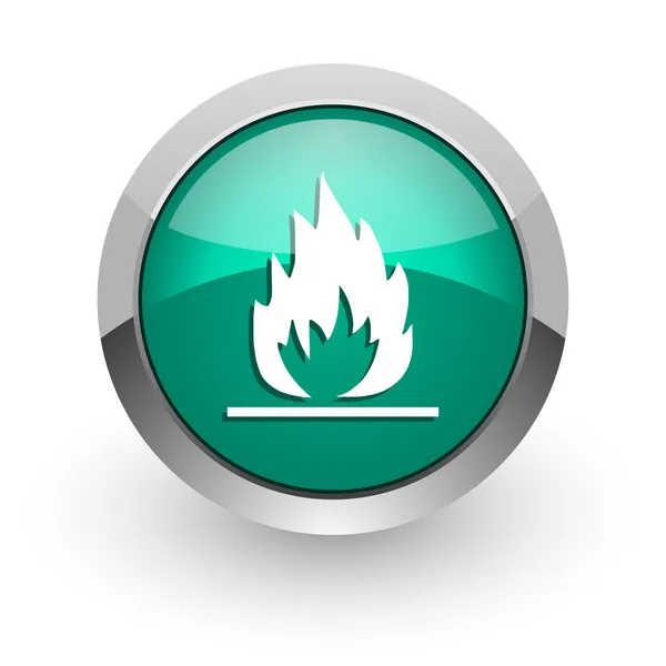 Flame green glossy web icon — Stock Photo, Image