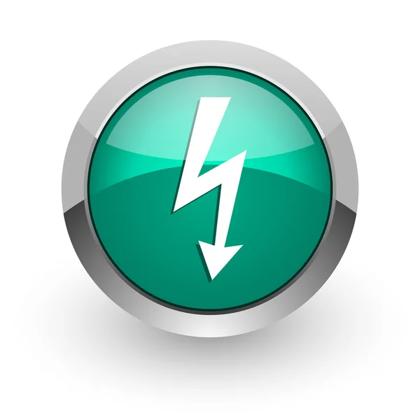 Bolt green glossy web icon — Stock Photo, Image