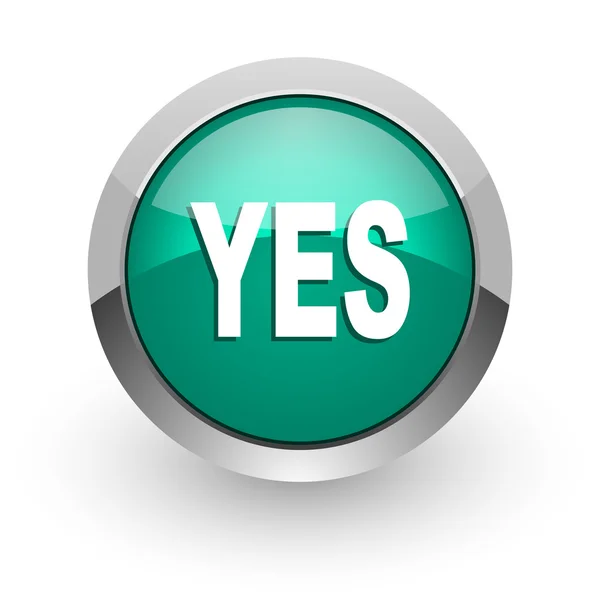 Yes green glossy web icon — Stock Photo, Image