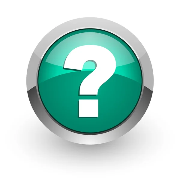 Question mark green glossy web icon — Stock Photo, Image