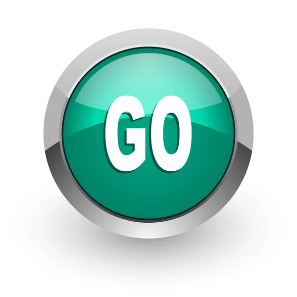 Go green glossy web icon — Stock Photo, Image