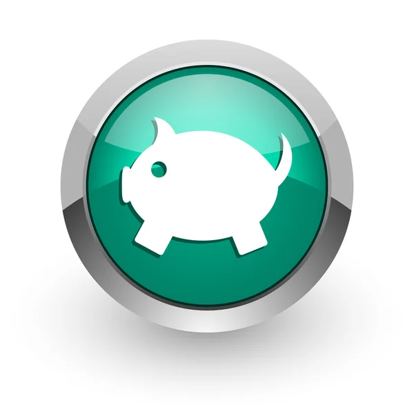 Piggy bank green glossy web icon — Stock Photo, Image