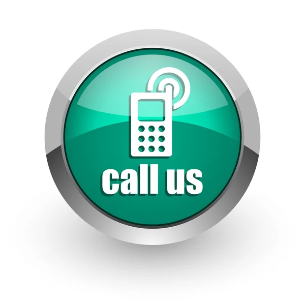 Call us green glossy web icon — Stock Photo, Image