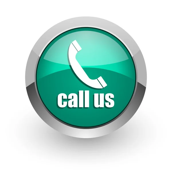 Call us green glossy web icon — Stock Photo, Image