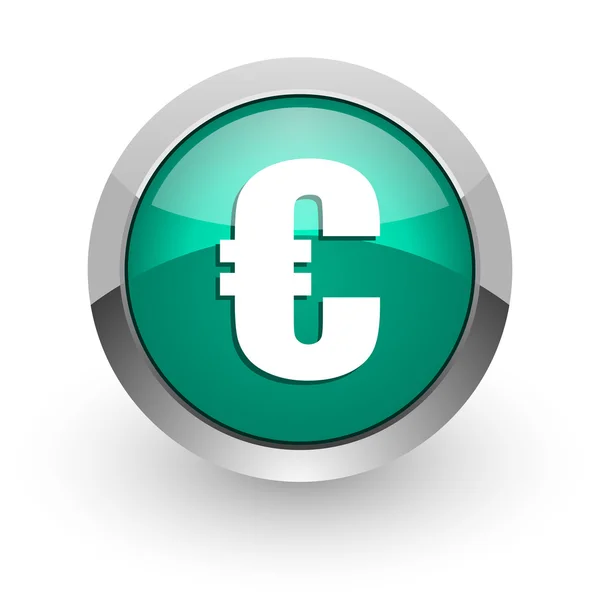 Euron gröna glänsande web-ikonen — Stockfoto