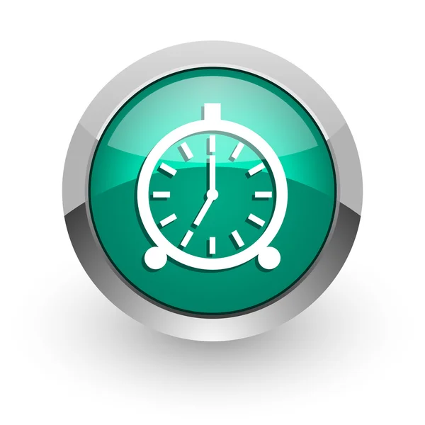 Zielony WWW błyszczący ikona alarmu — Zdjęcie stockowe