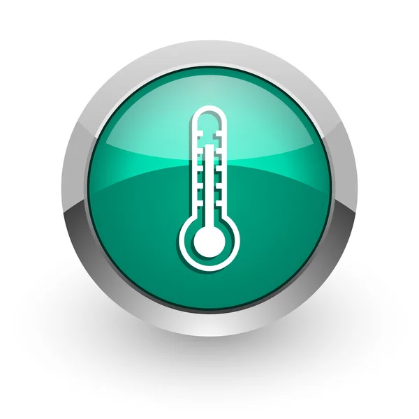 Thermometer grün glänzend Web-Symbol — Stockfoto