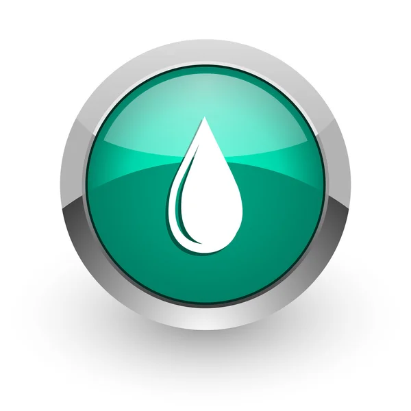 Water drop groen glanzend web pictogram — Stockfoto